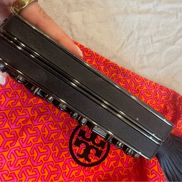 Tory Bursh Black Crystal Adele Hardshell Clutch - Picture 8 of 13